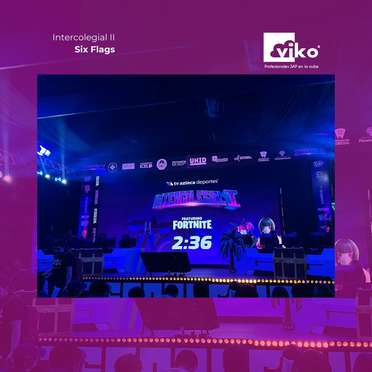 Intercolegial II featuring Fortnite en Six Flags. 